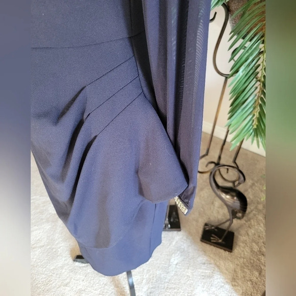 XSCAPE - SHEER LONG  SLEEVE DRESS-RHINESTONE CUFF - Picture 5 of 12